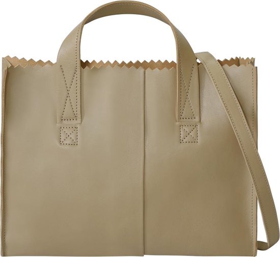 MYOMY Schoudertas My Paper Bag Handbag Crossbody Leer - beige