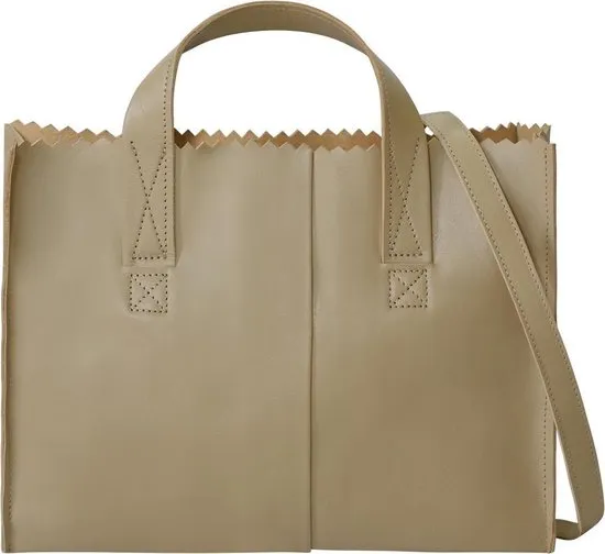 MYOMY Schoudertas My Paper Bag Handbag Crossbody Leer - beige