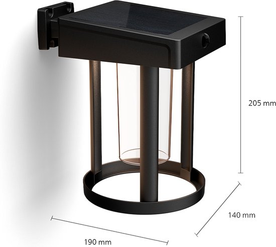 Philips Camill solar wandlamp rond - Ultra Efficient - met helder lichtelement