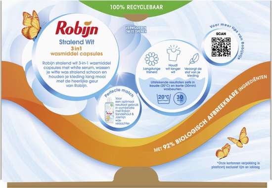 Robijn Wascapsules 3-in-1 Stralend Wit 26 stuks