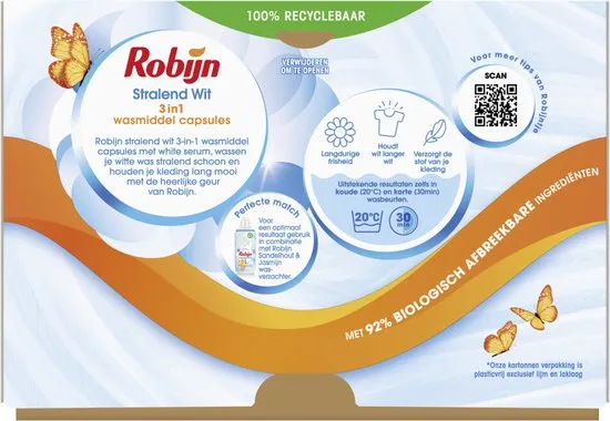 Robijn Wascapsules 3-in-1 Stralend Wit 26 stuks