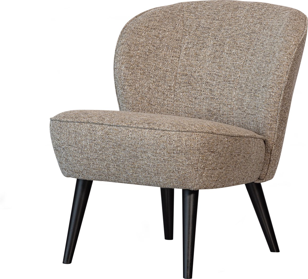 stoel, armstoel, stoffenstoel, houten-poten, grijs-beige stof