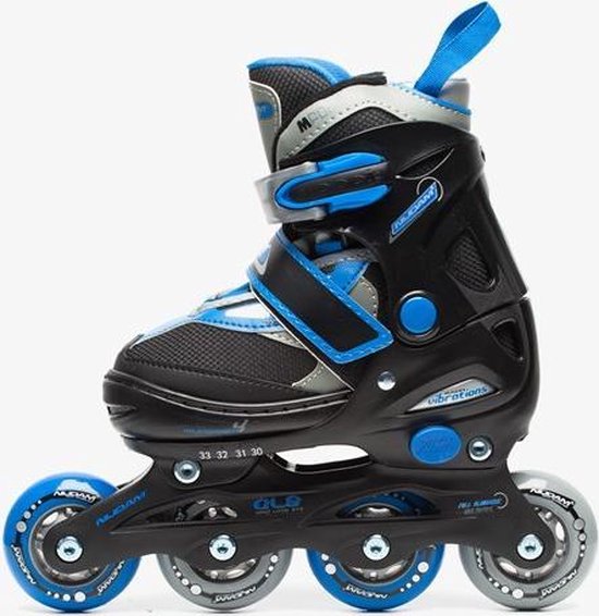 Nijdam Junior Inlineskates - Semi-Softboot - Zwart/Blauw/Grijs - 30