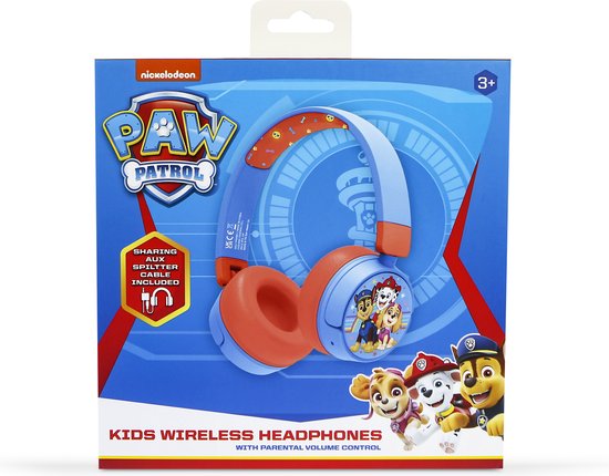 Paw Patrol - draadloze kinderkoptelefoon - volumebegrenzing - lange batterijduur - microfoon - inkla