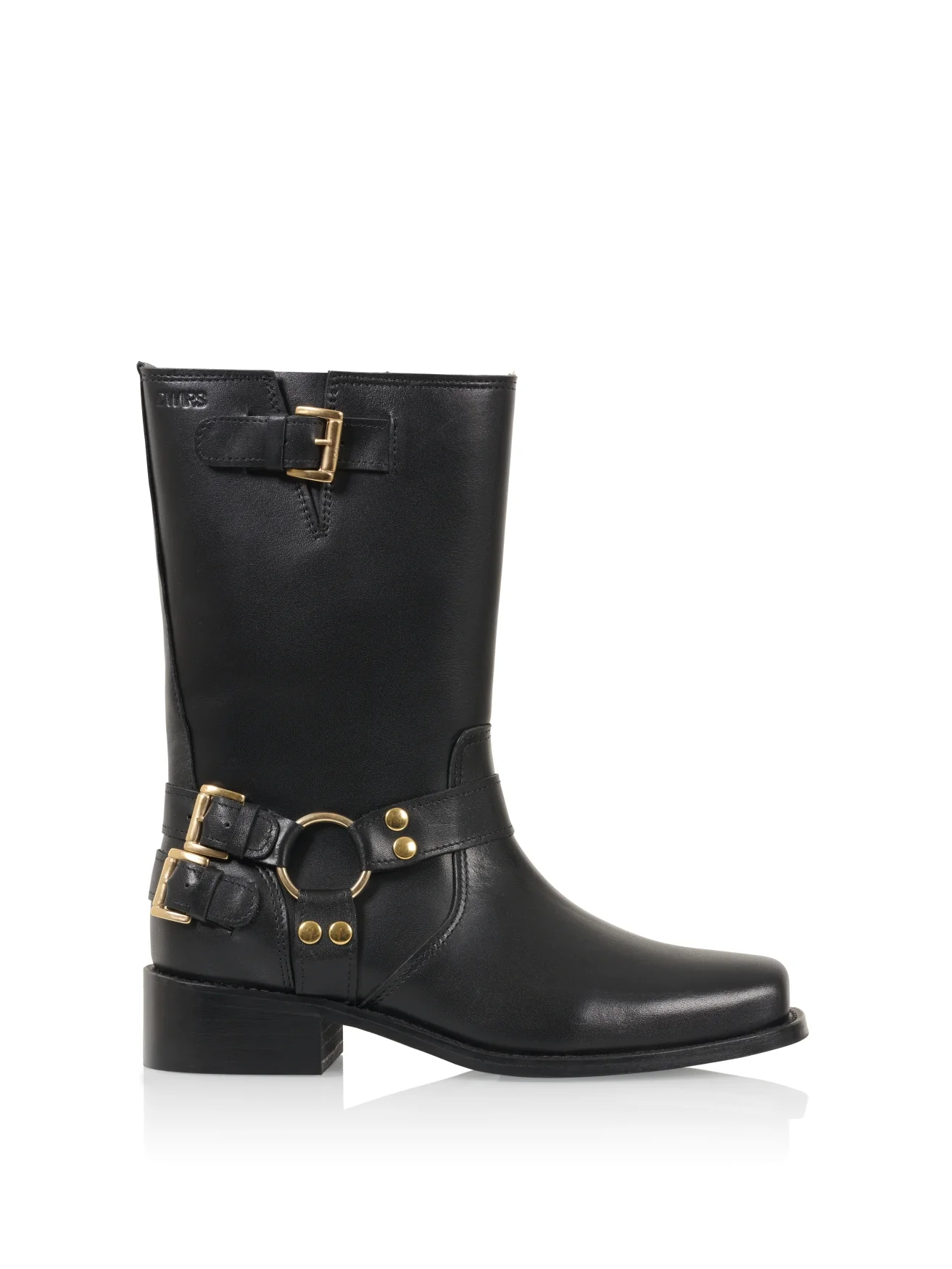 boot, zwart, middellang?, riemp?