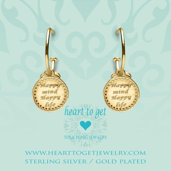 Heart to Get 925 Sterling Zilveren Goudkleurige Bohemian Coin Happy Mind Oorbellen