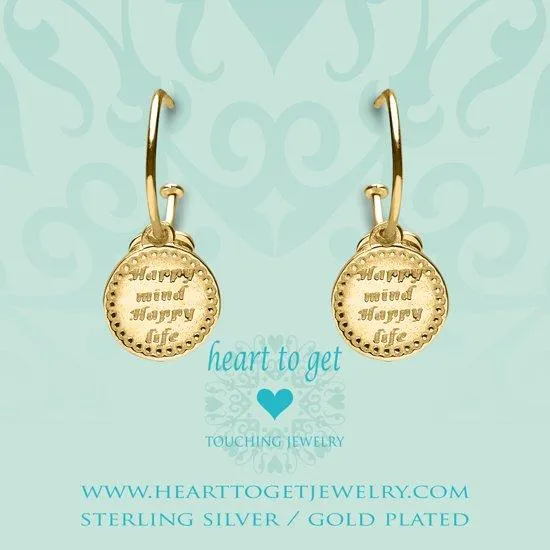 Heart to Get 925 Sterling Zilveren Goudkleurige Bohemian Coin Happy Mind Oorbellen