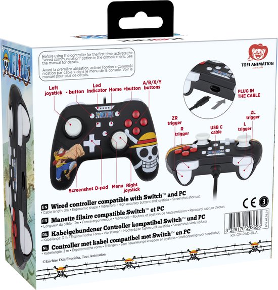 One Piece - Switch controller - 3m kabel - extra functies (zwart)