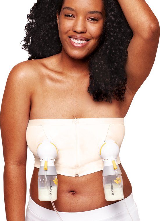 Medela  - Maat M - Hands-free™ kolf bh - Kolf bh voor handsfree kolven - Easy Expression bustier - Stretch - Extra zacht - Met ritssluiting - Chai