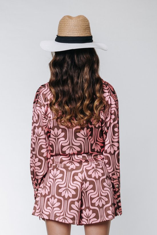 Colourful Rebel  - maat XL - Olet Retro Flower Satin Button Down Blouse