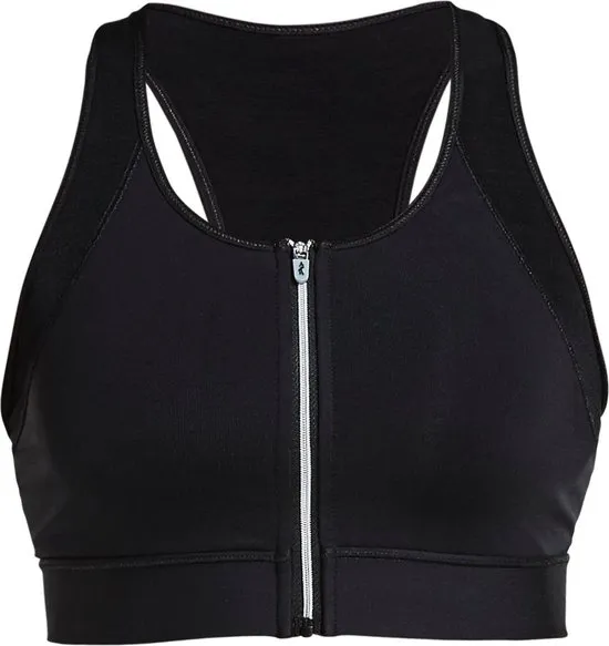 Rohnisch Zip Sports Bra Dames Sportbeha - Black - Maat XXL