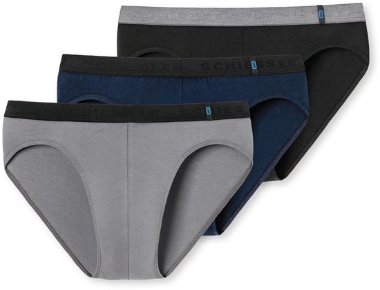 Schiesser  Maat M 95/5 Rio Heren Slip - 3 pack - Zwart/Grijs/Navy - Maat M