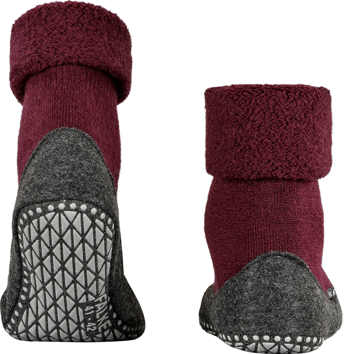 FALKE - maat 39-40- Cosyshoe antislip noppen Merino Wol Heren Pantoffels Huissokken rood