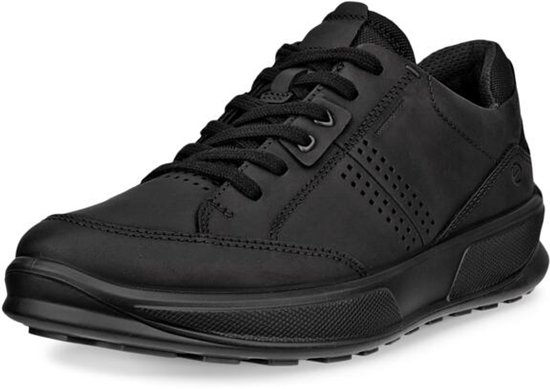 sneaker, zwart, leer, veters, sportief