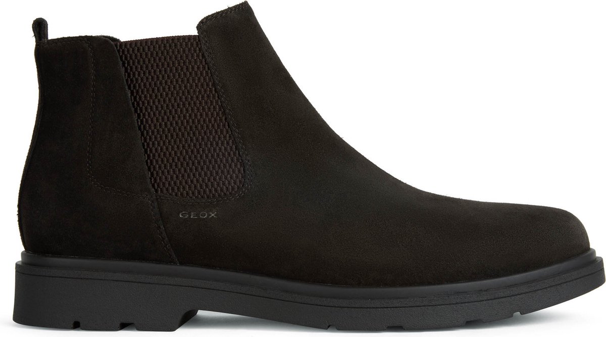 ankle boot, chelsea boot, slip-on, black suede, rubber sole