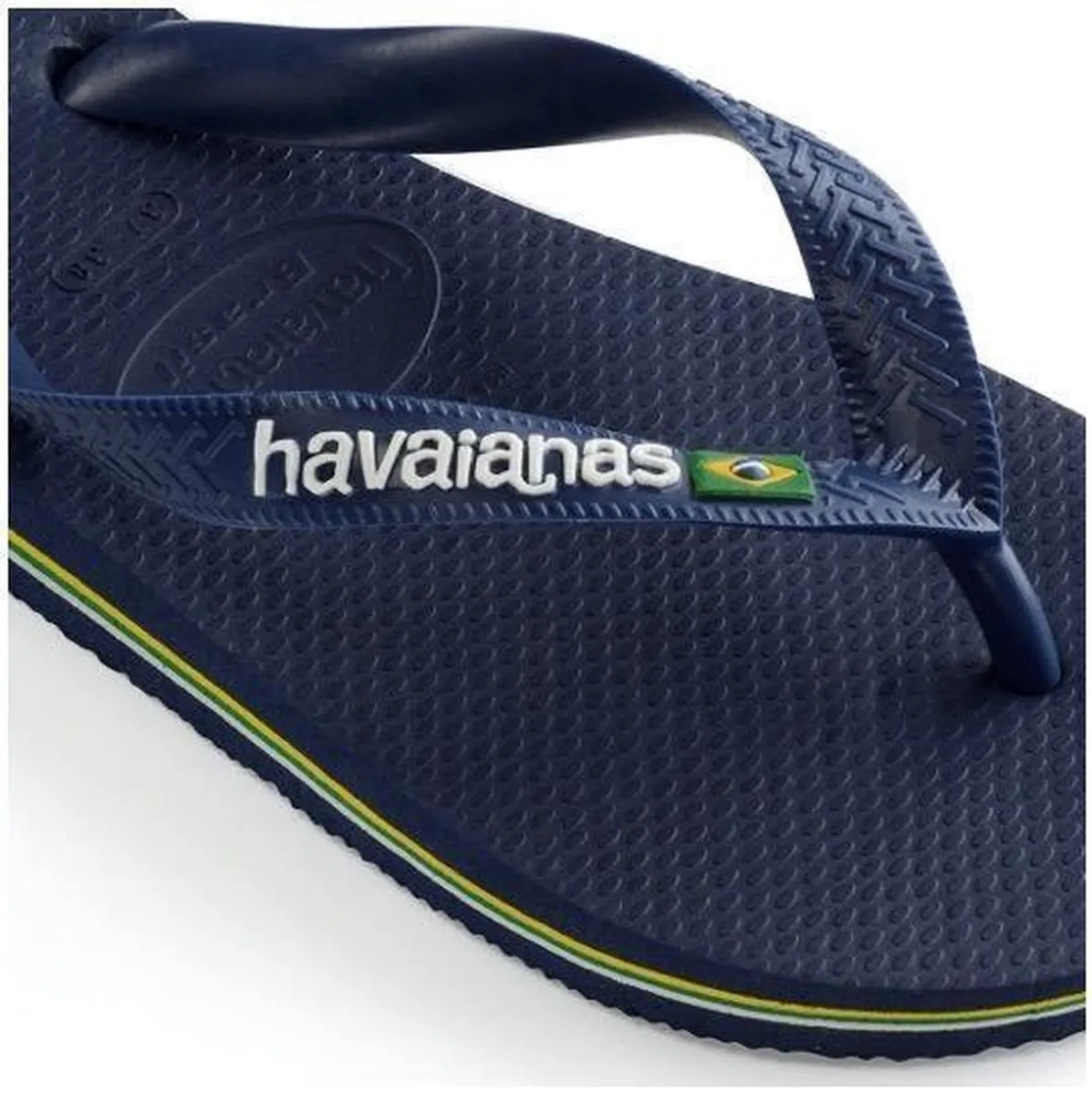 Havaianas Brasil Logo Unisex Slippers -  33/34 - Navy Blue
