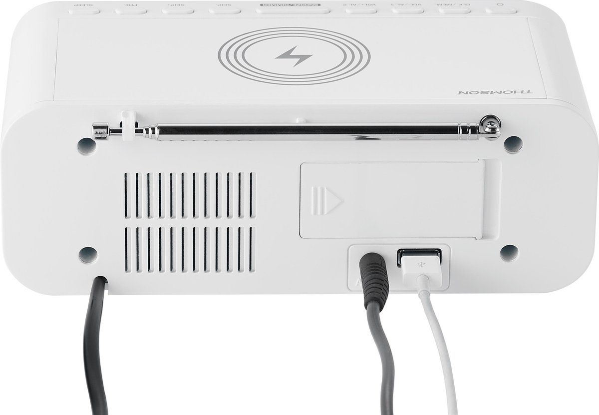 Thomson CR221I - Wekkerradio - Dubbel alarm - Inductie Telefoon oplader - Wit