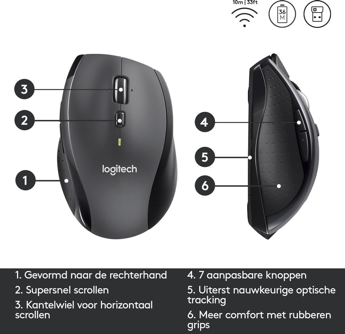 Logitech M705 - Draadloze Marathon Muis