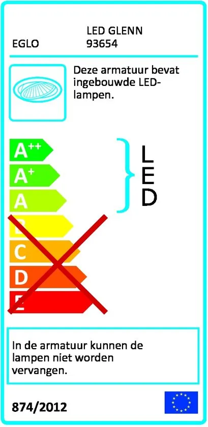 EGLO Led Glenn - Inbouwspot - 200X200mm. - Zilver - Gesatineerd