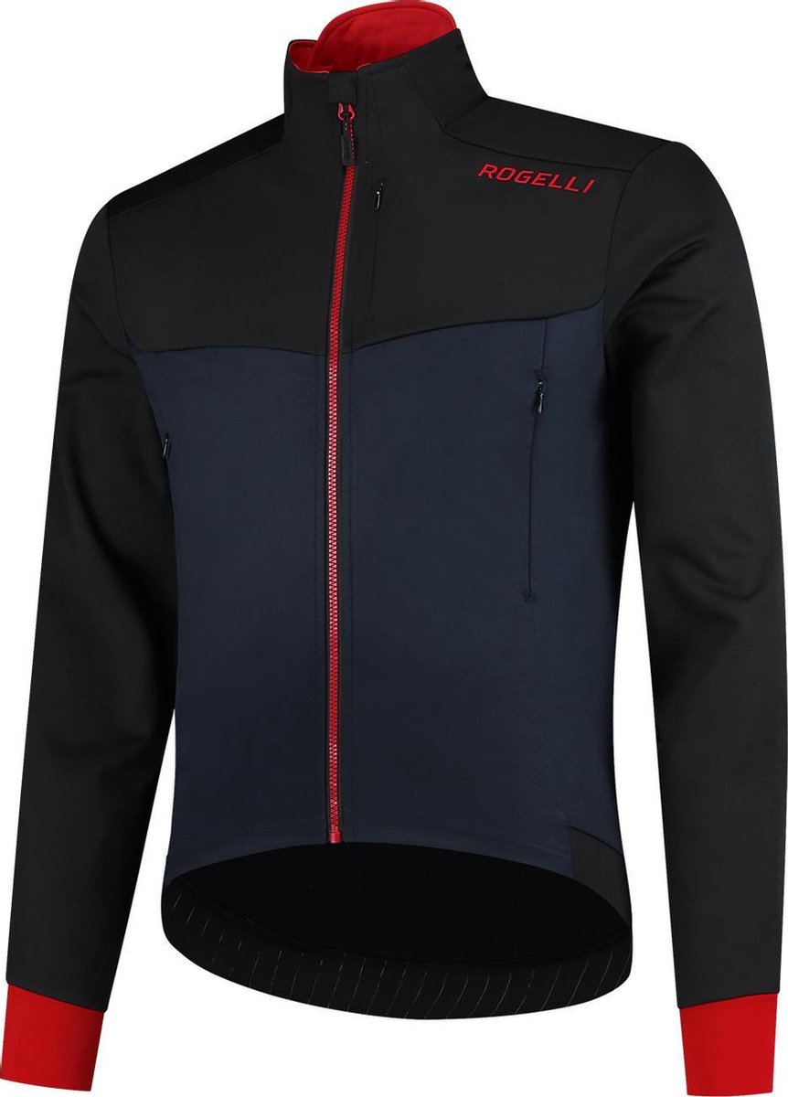 jacket, softshell, front-zip, two-tone, red-accents
