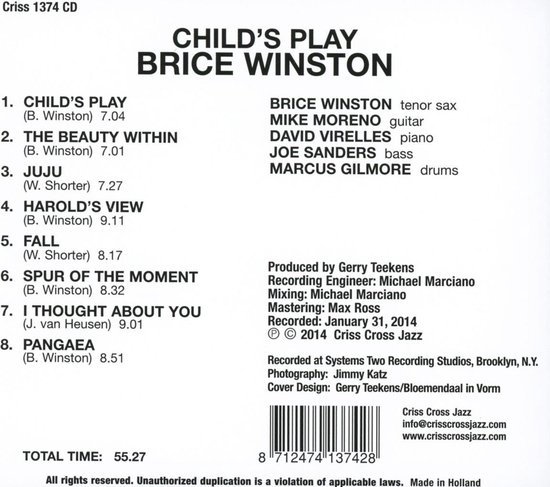 Brice Winston - Child's Play (CD)