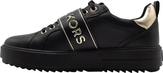Michael Kors - Maat 37 - Emmett Strap Lace Up Dames Sneakers - Zwart