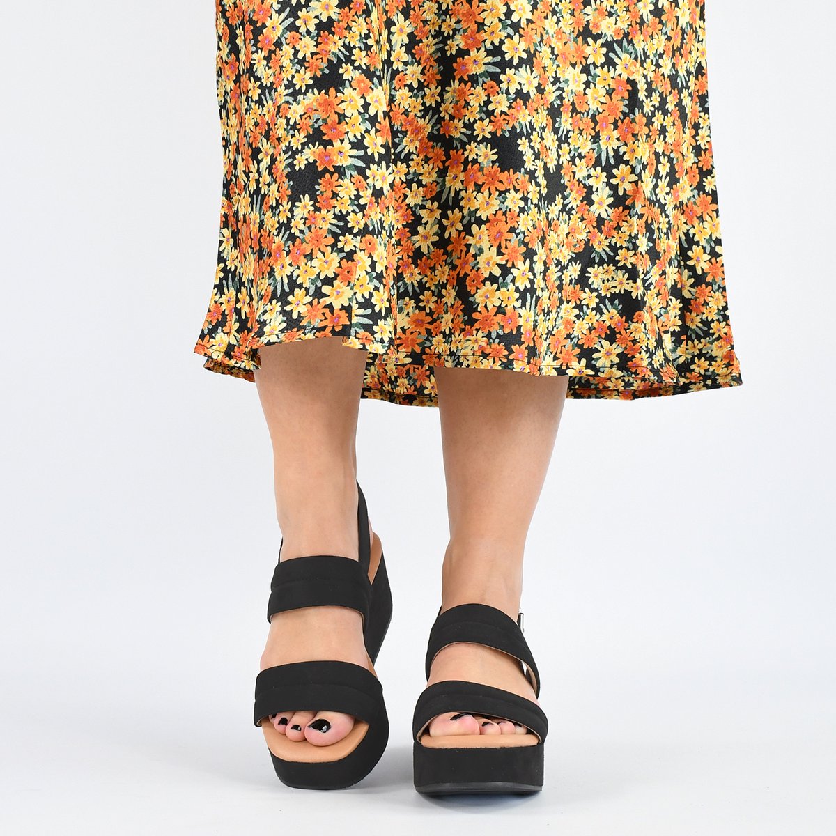 POSH by Poelman - Maat 40 - PARIS Dames Sandalen met plateauzool - Zwart