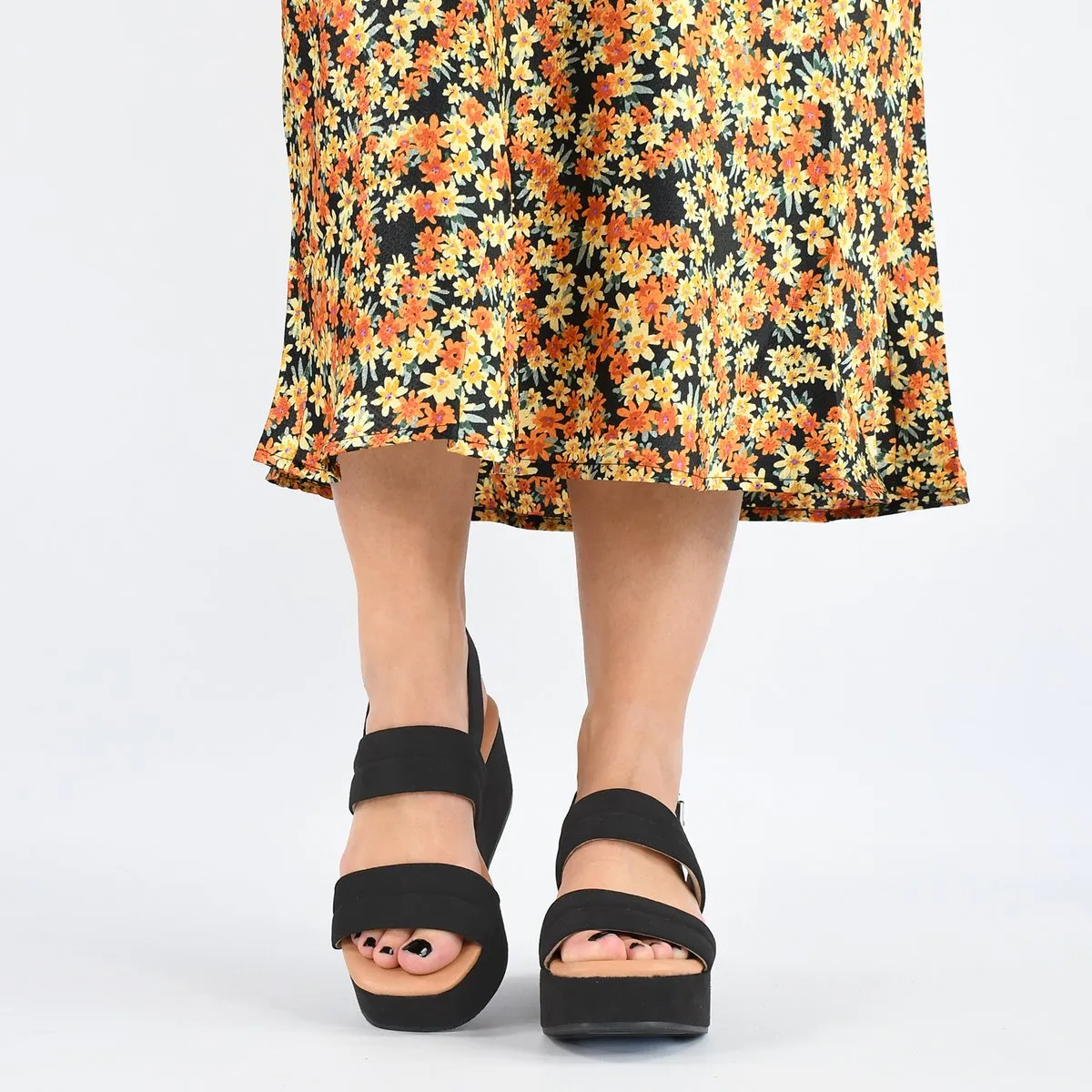 POSH by Poelman - Maat 40 - PARIS Dames Sandalen met plateauzool - Zwart
