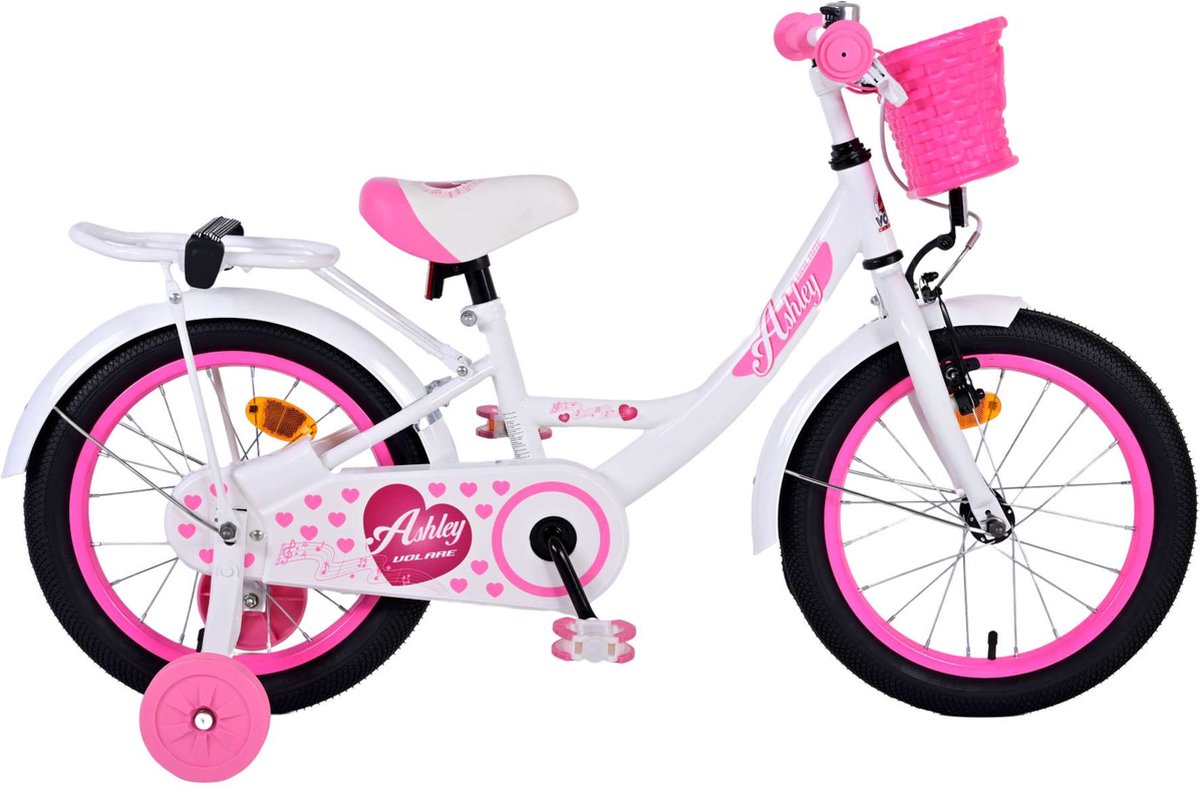 fiets, meisjesfiets, pink, wielen pannier, chain guard heart