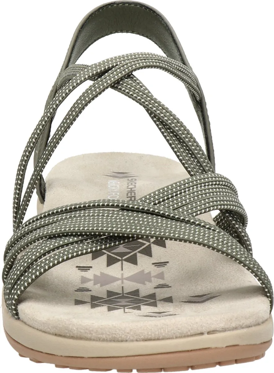 Skechers - maat 38- Reggae Slim Turn It Up Dames Sandalen - Olijfgroen