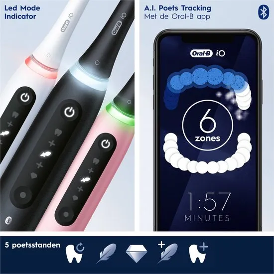 Oral-B Elektrische Tandenborstel iO 5N - Roze - inclusief Reisetui en Opzetborstelhouder