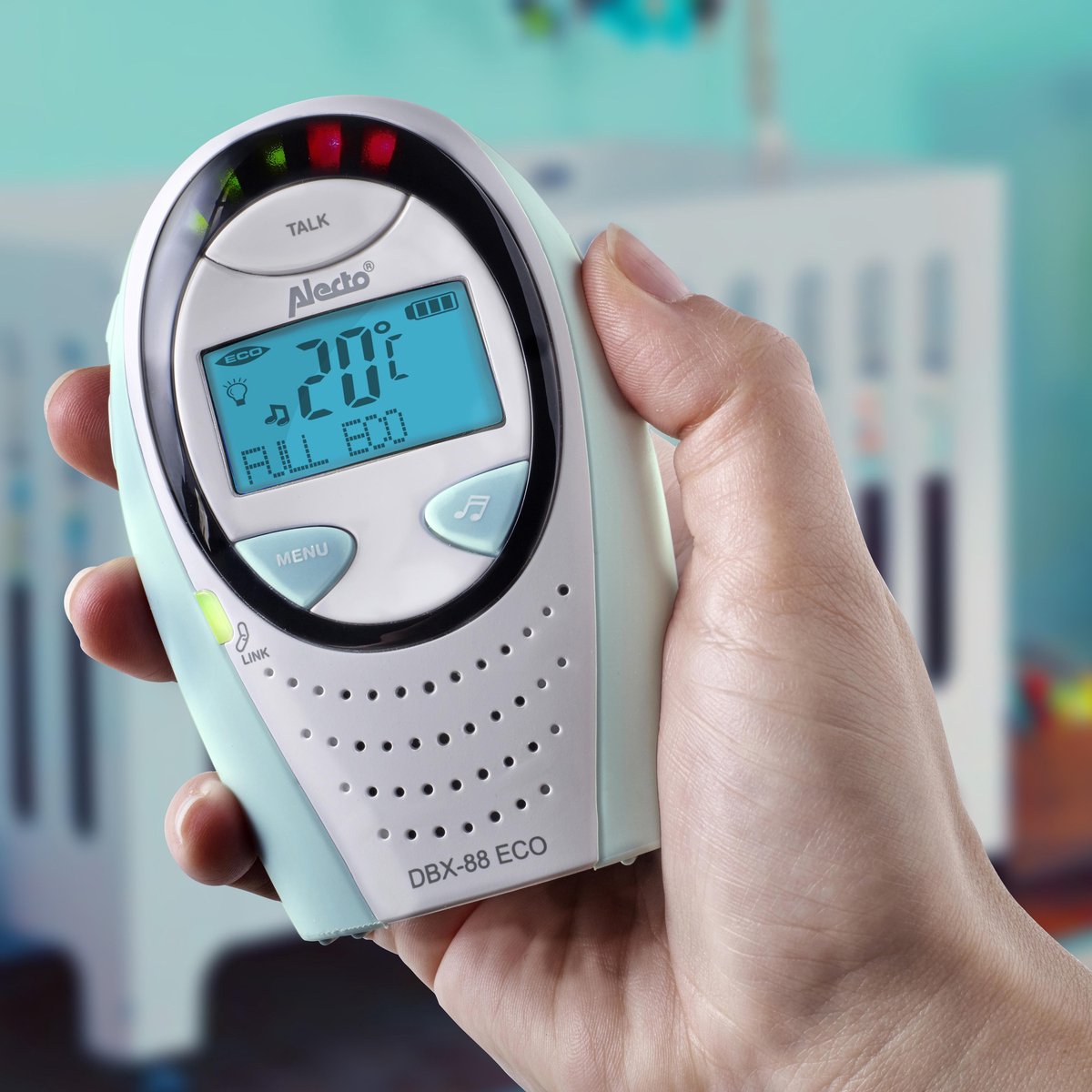Alecto-DBX-88MTIKQxhlnKiIibp Alecto DBX-88MT - Full Eco DECT babyfoon met display - Wit/Mintgroen