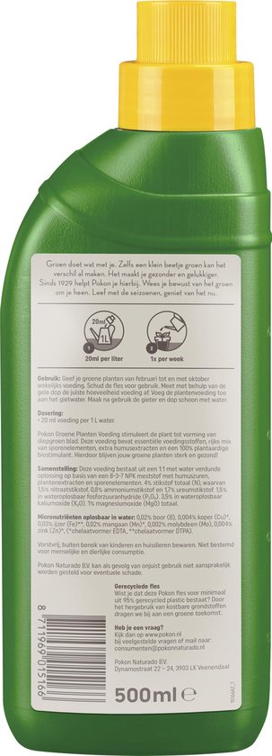 Pokon Groene Planten Voeding - 500ml - Plantenvoeding - 20ml per 1L water