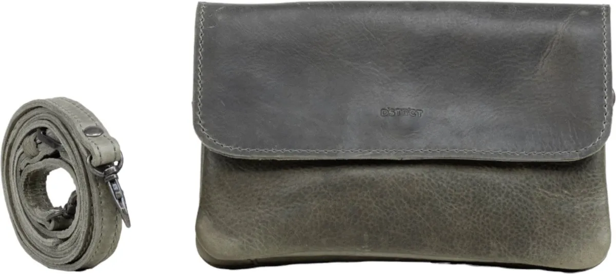 DSTRCT Raider Road Schoudertas Clutch Leer Grijs