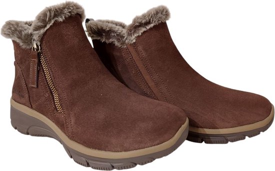Skechers - Maat 37 - Easy Going-High Zip Dames Laarzen - Donkerbruin