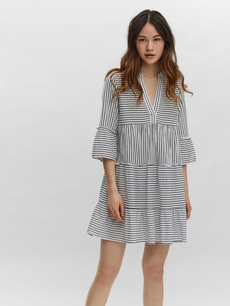 VERO MODA Maat S VMHELI 3/4 SHORT DRESS WVN GA COLOR Dames Jurk