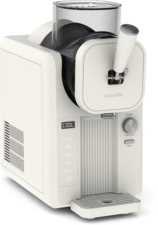 GreenPan FROST Zelfvriezende Ijsmachine - Roomijs, Slushies, Milkshakes & Smoothies – zonder voorvriezen – 1.8L – Klaar in 30 Min – 6 Standen & 7 Texturen – Wit