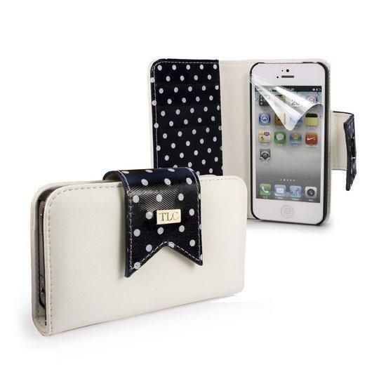 Tuff-Luv Polka-Hot fashion FX Leren portemonnee case iPhone 5c zwart/