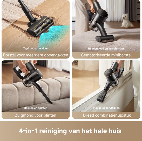 Dreame R20 SE Steelstofzuiger - Snoerloos - 150AW zuigkracht – Tot 90 min autonomie – Met LED verlichting & HEPA-filter – Lichtgewicht – Compleet met accessoires – Voor huisdieren & Alle vloertypes