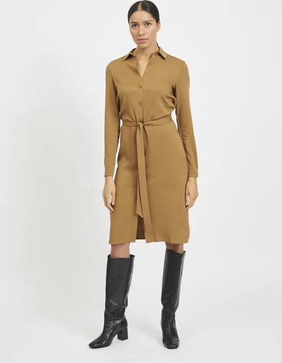 VILA Maat 38 VIDANIA BELT LS SHIRT DRESSSU Dames Jurk