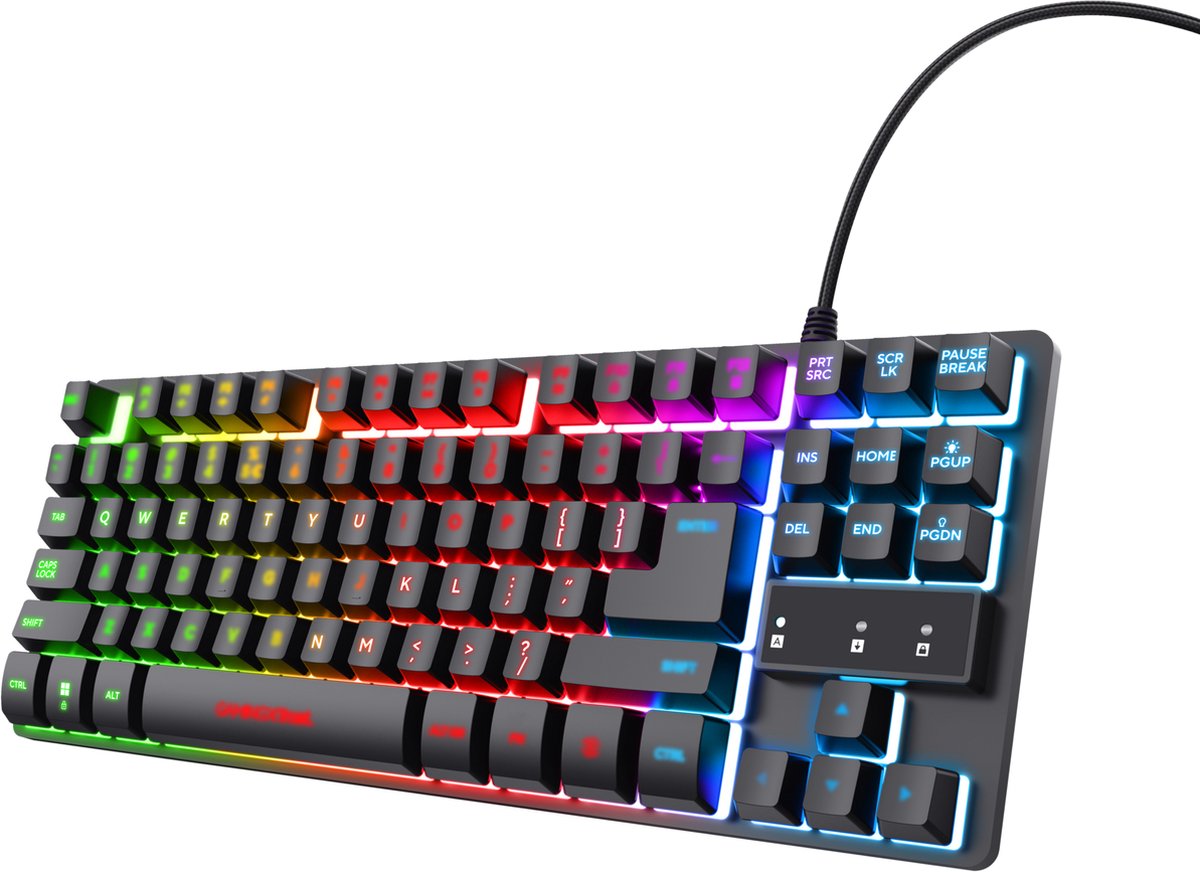 Trust GXT 833 Thado - Bedraad Gaming Toetsenbord - Tenkeyless - QWERTY - Zwart