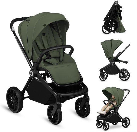 Lionelo Mika Plus Kinderwagen - All-Terrain Wielen - Lichtgewicht - Verstelbare Zitting - XXL Kap met UPF 50+ - Compact Opvouwbaar - Inclusief Accessoires
