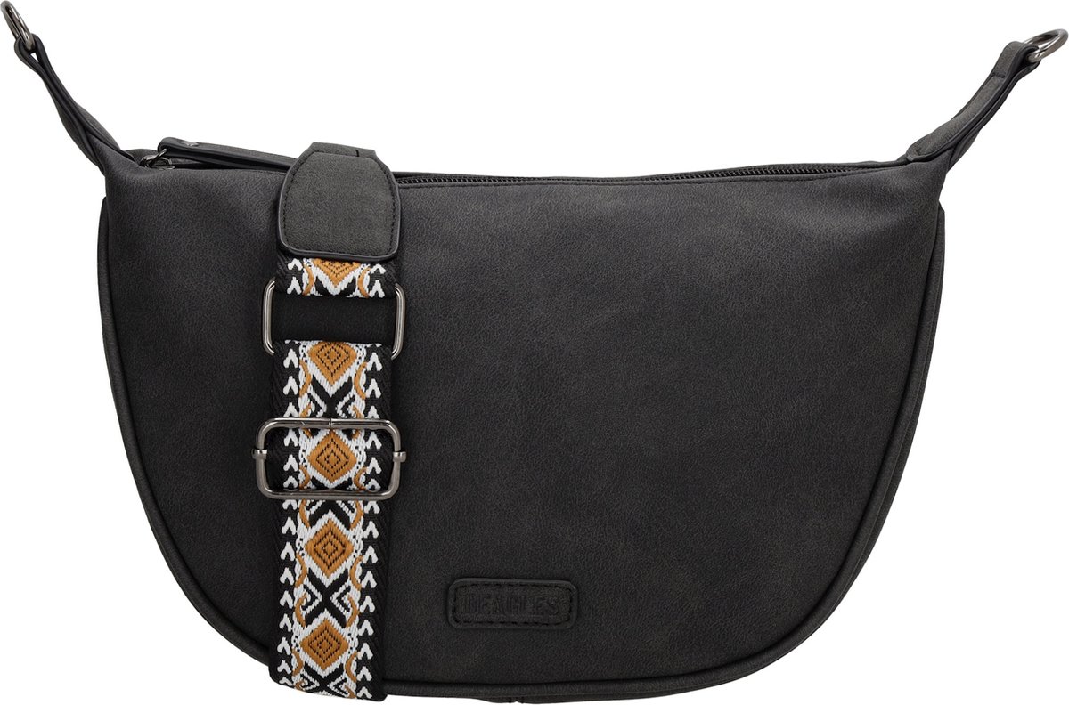 schoudertas, zwarte tas, riem, stofriem, schoudertas