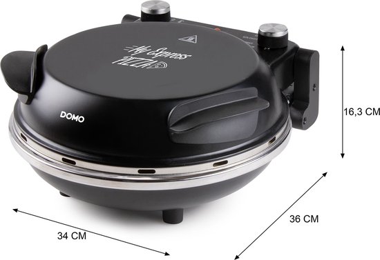DOMO Pizza Oven 'My Express Pizza' zwart - pizzaoven met steen