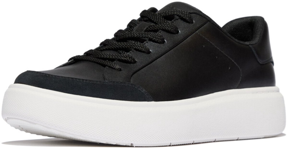 sneaker, zwart, platform, witte zool, veterschoenen
