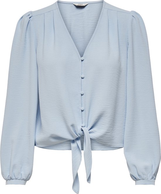 ONLY  Maat M - ONLMETTE L/S BUTTON KNOT TOP WVN - Dames - Blouses