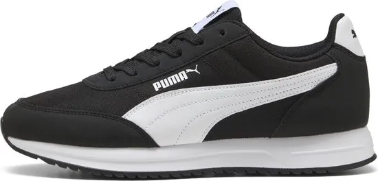 sneaker, zwart, witte strook, opvulkraag, synthetisch leer