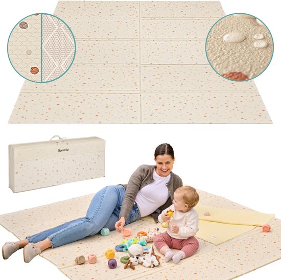 Lionelo Zora Speelmat Baby – Premium Foam Speelkleed 180×200×1.5 cm – Dikke Dubbelzijdige Kruipmat Antislip