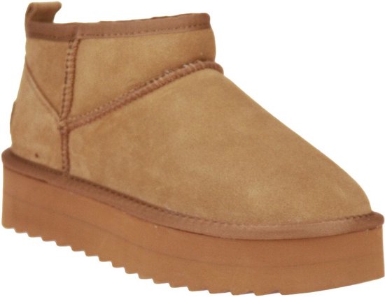 ankle boot, suede, tan, platform, slip-on