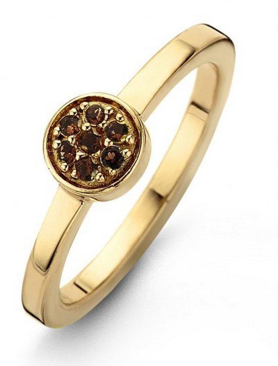 Casa Jewelry Ring Melody Brown 52 CZ - Goud Verguld - Ringmaat: 16.50 mm / maat 52
